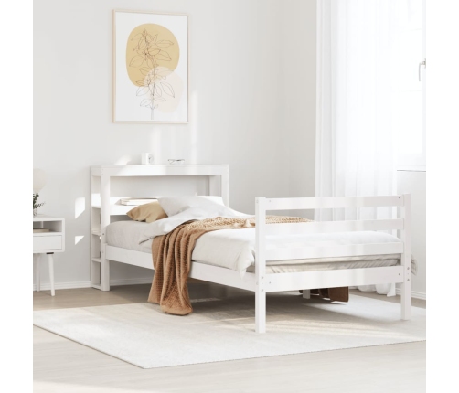 Estructura de cama sin colchón madera de pino blanca 90x200 cm