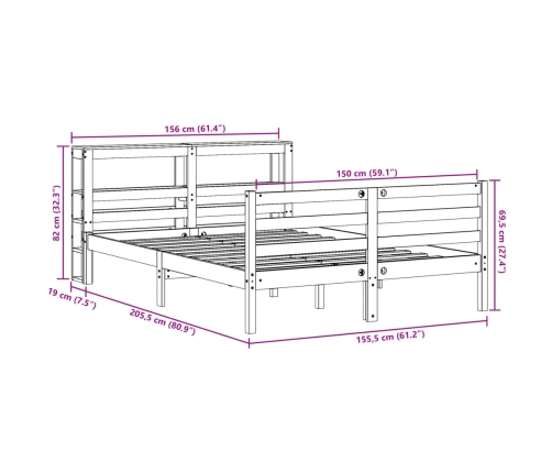 Estructura de cama sin colchón madera de pino blanco 150x200 cm