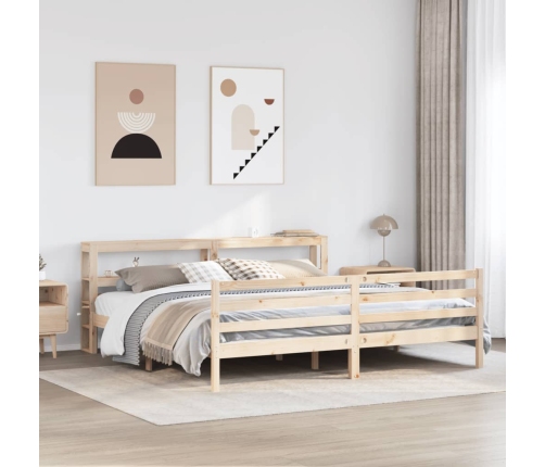 Estructura de cama sin colchón madera maciza de pino 200x200 cm