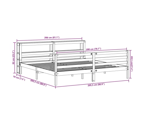 Estructura de cama sin colchón madera maciza blanca 200x200 cm
