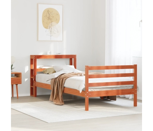 Estructura de cama sin colchón madera maciza marrón 75x190 cm