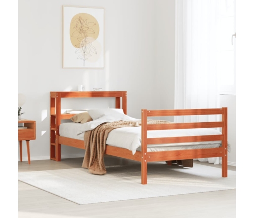 Estructura de cama sin colchón madera de pino marrón 90x200 cm