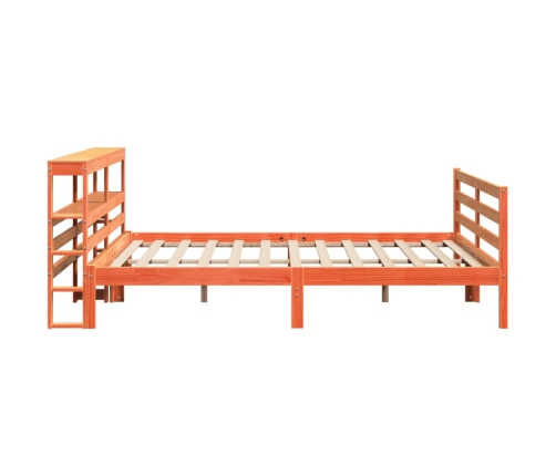 Cama sin colchón madera maciza de pino marrón cera 180x200 cm