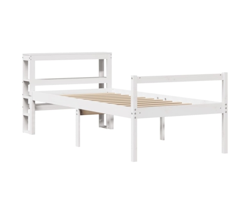 Cama personas mayores y cabecero madera pino blanco 75x190 cm