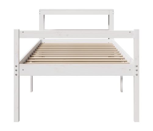 Cama personas mayores y cabecero madera pino blanco 75x190 cm