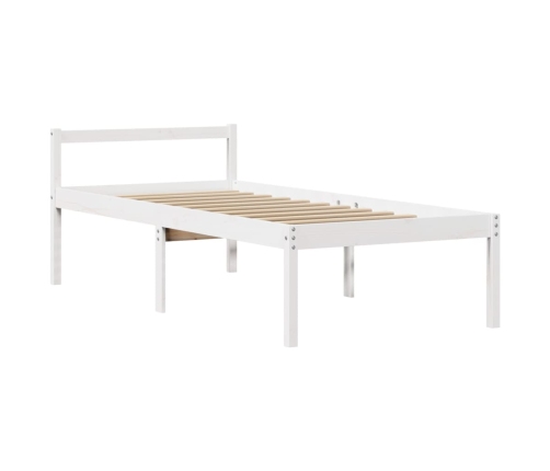 Cama personas mayores y cabecero madera pino blanco 75x190 cm