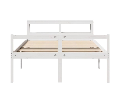 Cama personas mayores y cabecero madera pino blanco 140x190 cm