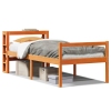 Estructura cama con cabecero madera pino marrón cera 75x190 cm