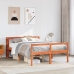 Estructura cama con cabecero madera pino marrón cera 120x200 cm