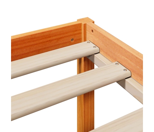 Estructura cama con cabecero madera pino marrón cera 120x200 cm