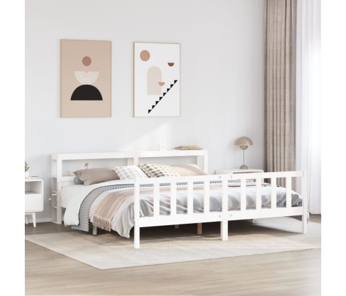 Cama sin colchón madera maciza de pino blanca 180x200 cm