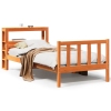 Estructura cama con cabecero madera pino marrón cera 90x190 cm