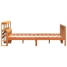 Estructura cama con cabecero madera pino marrón cera 150x200 cm