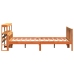 Estructura cama con cabecero madera pino marrón cera 160x200 cm