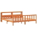 Estructura cama con cabecero madera pino marrón cera 180x200 cm