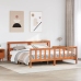 Estructura cama con cabecero madera pino marrón cera 180x200 cm