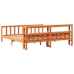 Estructura cama con cabecero madera pino marrón cera 180x200 cm