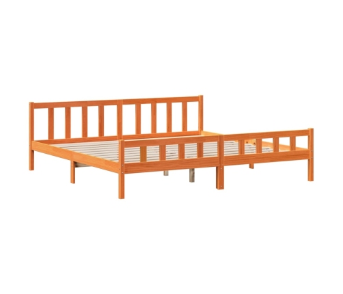Estructura cama con cabecero madera pino marrón cera 180x200 cm
