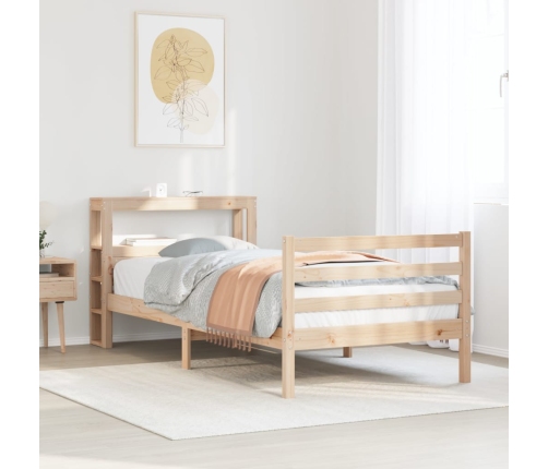 Estructura de cama con cabecero madera maciza pino 90x190 cm