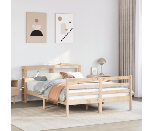 Estructura de cama con cabecero madera maciza pino 120x190 cm