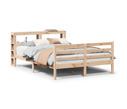 Estructura de cama con cabecero madera maciza pino 120x190 cm