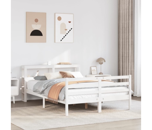 Estructura de cama con cabecero madera pino blanco 120x190 cm