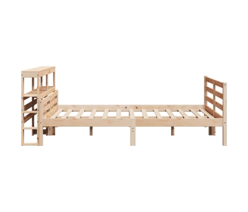 Estructura de cama con cabecero madera maciza pino 135x190 cm