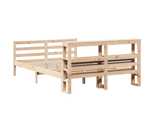 Estructura de cama con cabecero madera maciza pino 135x190 cm