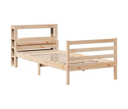 Estructura de cama con cabecero madera maciza de pino 90x200 cm