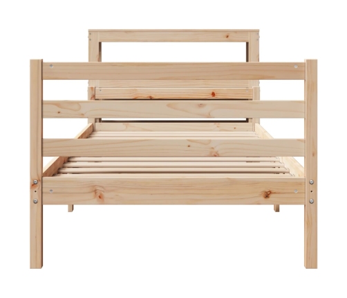 Estructura de cama con cabecero madera maciza de pino 90x200 cm