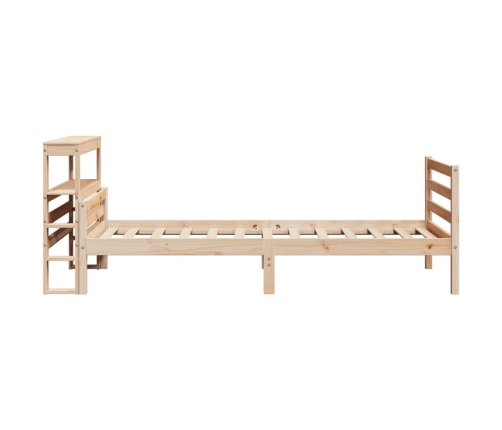 Estructura de cama con cabecero madera maciza de pino 90x200 cm