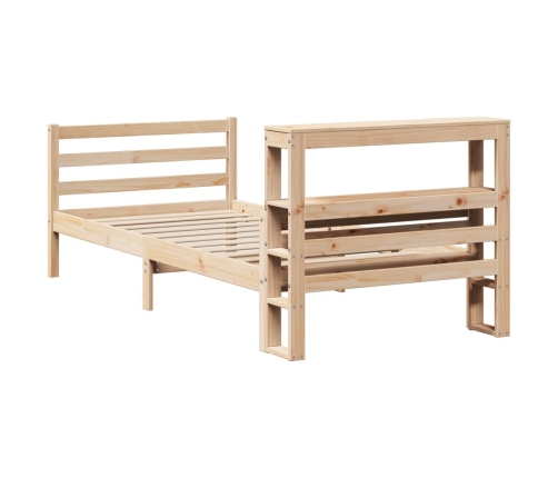 Estructura de cama con cabecero madera maciza de pino 90x200 cm