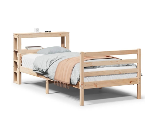 Estructura de cama con cabecero madera maciza de pino 90x200 cm