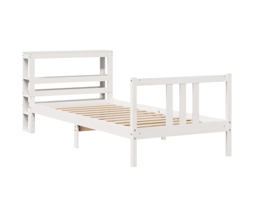 Estructura de cama con cabecero sin colchón blanco 90x200 cm