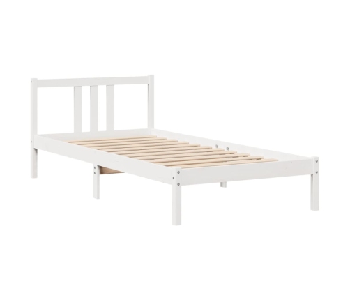 Estructura de cama con cabecero sin colchón blanco 90x200 cm