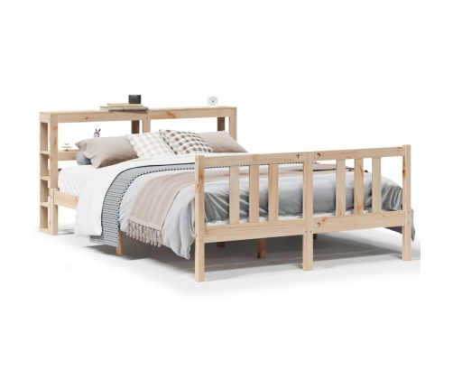 Estructura de cama con cabecero madera maciza pino 140x200 cm