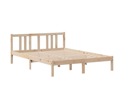 Estructura de cama con cabecero madera maciza pino 140x200 cm