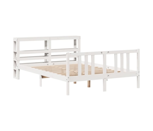 Estructura de cama con cabecero madera de pino blanco 150x200cm