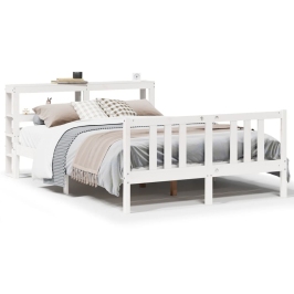 Estructura de cama con cabecero madera de pino blanco 150x200cm