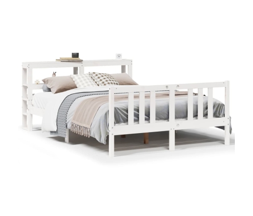 Estructura de cama con cabecero madera de pino blanco 150x200cm