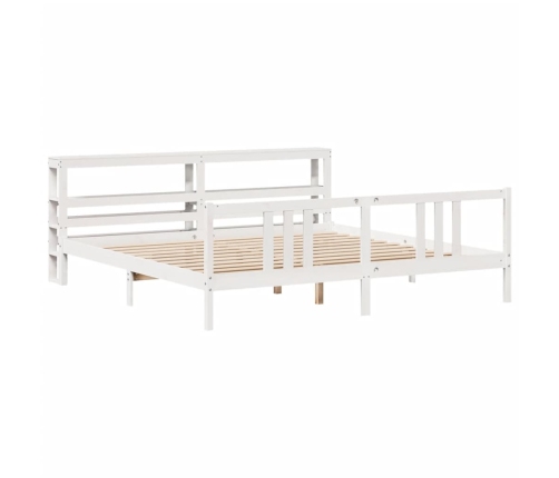 Estructura de cama con cabecero sin colchón blanco 200x200 cm