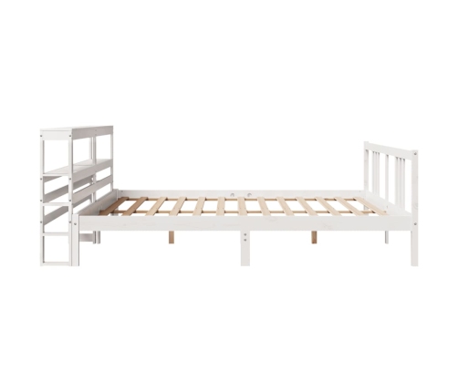 Estructura de cama con cabecero sin colchón blanco 200x200 cm