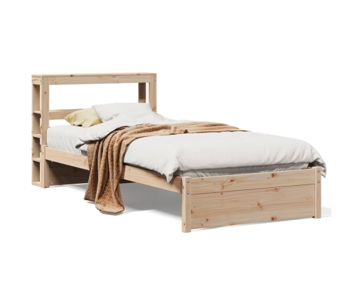 Estructura de cama con cabecero madera maciza pino 75x190 cm