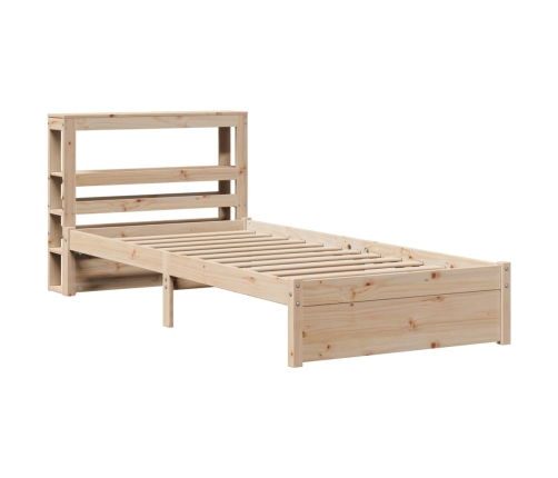 Estructura de cama con cabecero madera maciza pino 75x190 cm