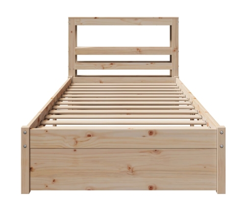 Estructura de cama con cabecero madera maciza pino 75x190 cm