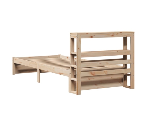 Estructura de cama con cabecero madera maciza pino 75x190 cm