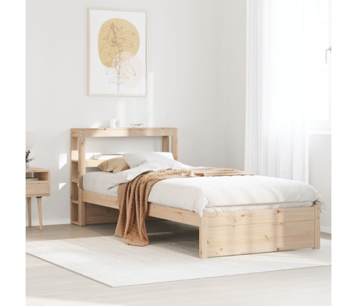 Estructura de cama con cabecero madera maciza pino 75x190 cm