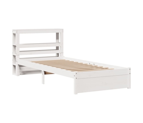 Estructura de cama con cabecero madera pino blanco 75x190 cm