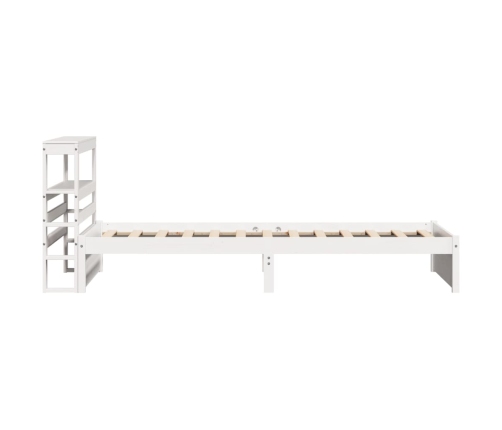 Estructura de cama con cabecero madera pino blanco 75x190 cm