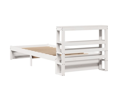 Estructura de cama con cabecero madera pino blanco 75x190 cm